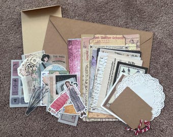 Junk Journal and collage  Ephemera -50pc pack- Various papers and stickers