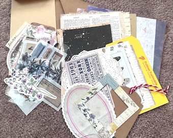 Junk Journal and collage  Ephemera -50pc pack- Various papers and stickers