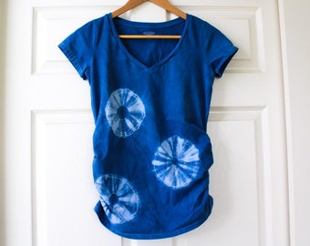 Maternity Indigo Shibori Tee - S