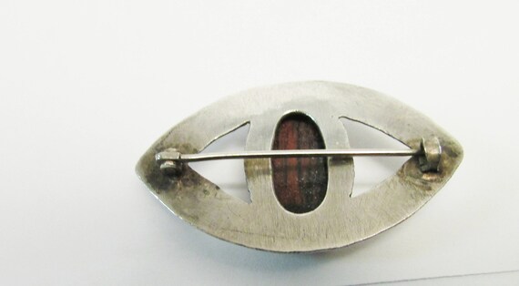 Vintage Estate Mid Century Hammered Silver Agate … - image 4