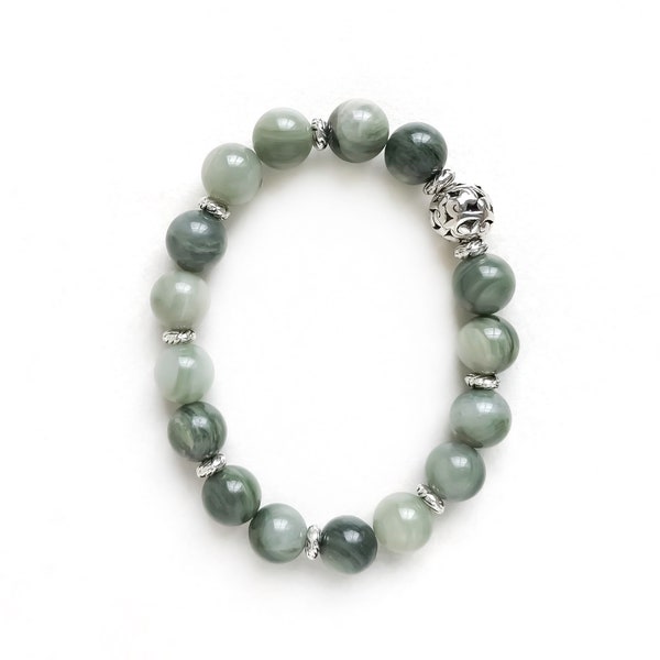 Pulsera de perlas de piedra acuática y tibetano, regalo único