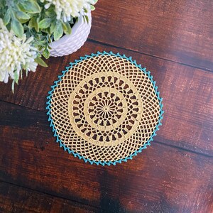 Yellow crocheted round doily, lace doily for autumn/home decor, table centerpiece, 7 inch doily for dream catcher, gift ideas, placemat