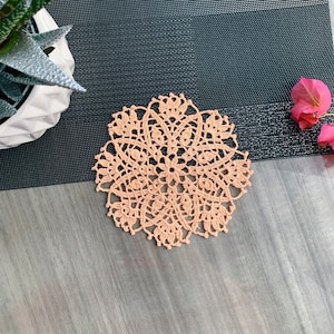 Peach crocheted round doily, lace doily for wedding/home decor, table centerpiece, 6 inch doily for dream catcher, gift ideas, placemat