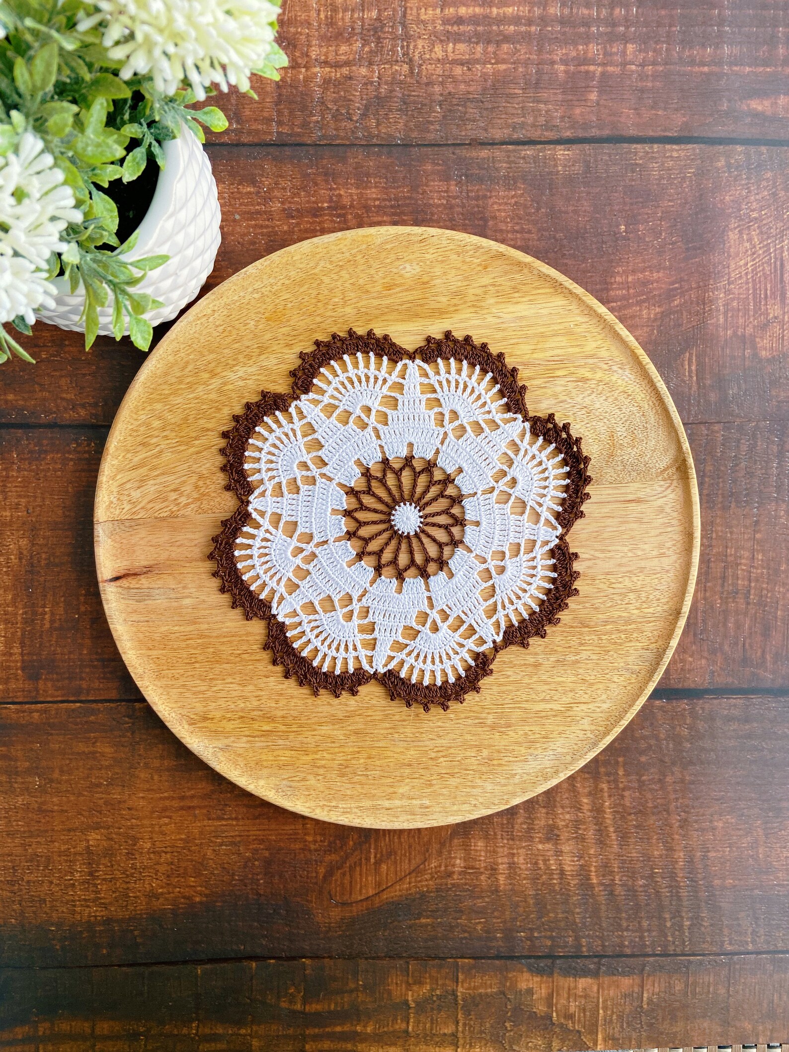 White Crocheted Round Doily, Lace Doily for Halloween/home Decor, Table ...