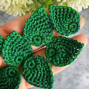 10 petites feuilles de crochet, kit de feuilles au crochet, feuilles de scrapbooking, appliques de journal, fabrication de cartes