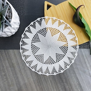 Ivory crocheted round doily