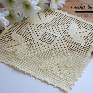 Yellow crocheted square doily, lace doily for wedding/home decor, table centerpiece, 8 inch doily, gift ideas, placemat