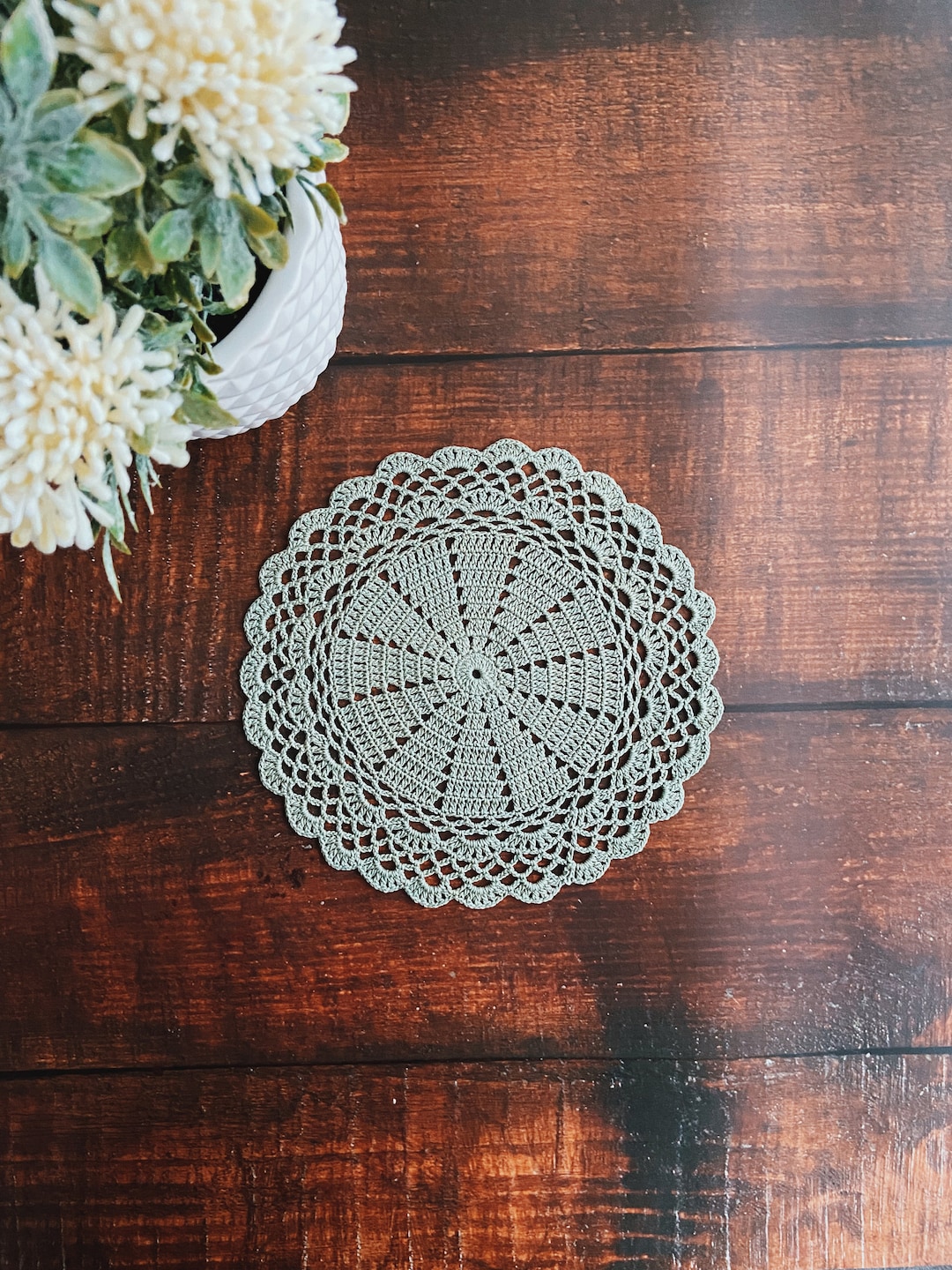 Olive Crocheted Round Doily, Lace Doily for Christmas/home Decor, Table ...
