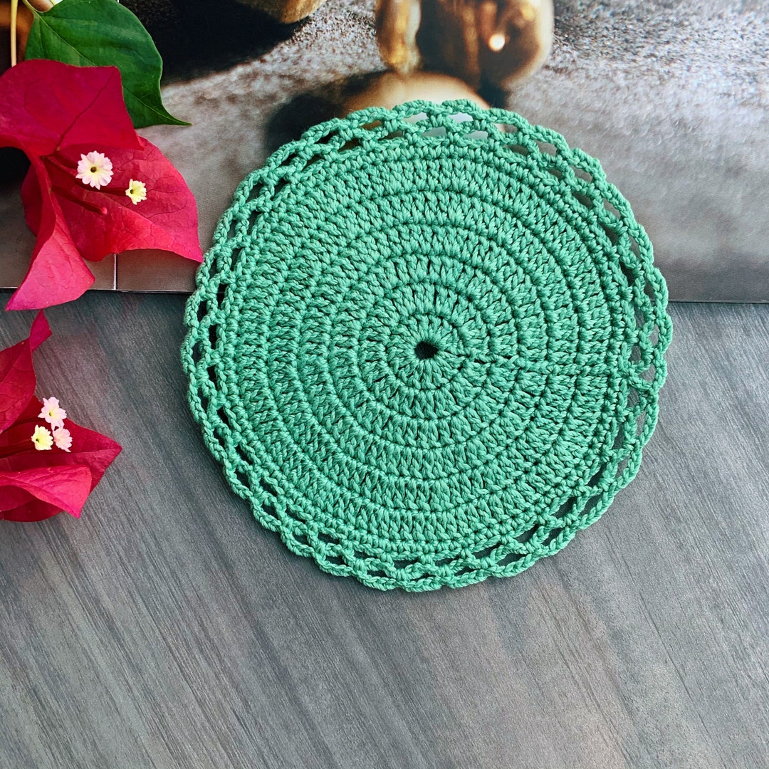 Olive Crocheted Round Doily Etsy