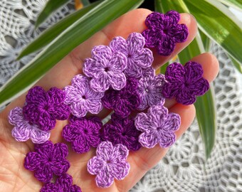 20 fleurs violettes miniatures, scrapbooking appliques fleurs, embellissements pour vêtements, kit miniature, kit maison de poupée, fabrication de cartes, journalisation