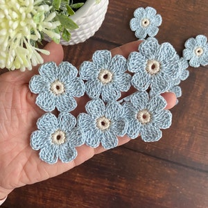 Lot de 6 fleurs bleues au crochet, album de scrapbooking pour décorations de mariage, kit de carnets, fabrication de cartes, cadeau de planificateur, décorations de chambre de bébé