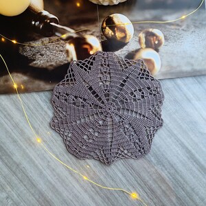 Gray crocheted round doily, lace doily for home decor, table centerpiece, 8 inch doily for dream catcher, gift ideas, placemat