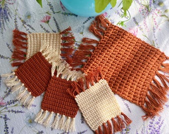 Handmade Woven Cotton Coasters – Rustic Boho Table Decor