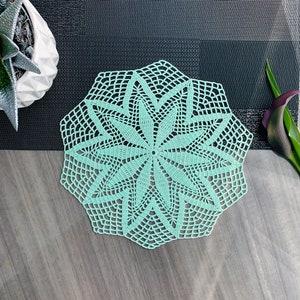 Mint crocheted round doily, lace doily for wedding/home decor, table centerpiece, 11 inch doily