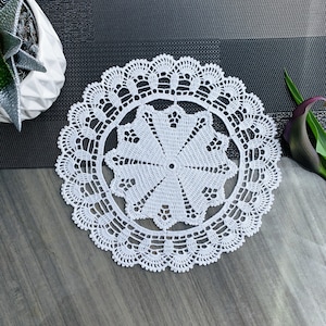 White crocheted round doily