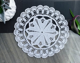 White crocheted round doily