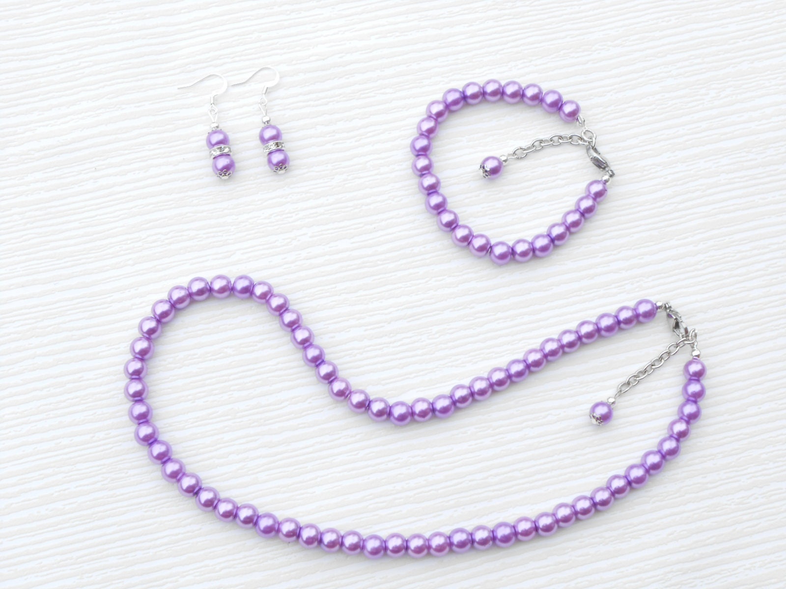 Pearl necklace Purple pearl set necklace bracelet and Etsy