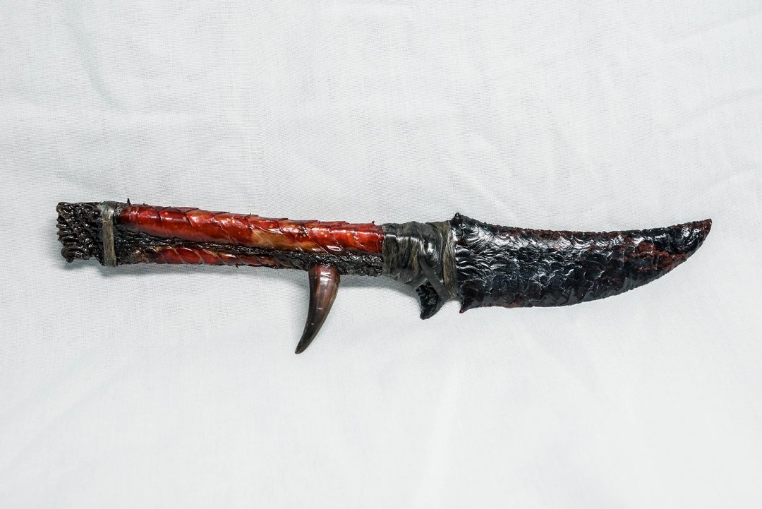 Knife No. 003 Handcrafted Obsidian and Turkey Leg Knife by Mike Magee