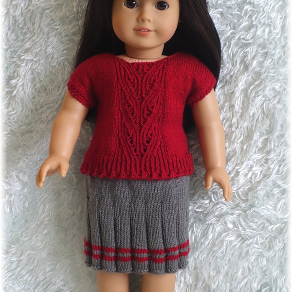 Top and Ribbed Skirt (knitting pattern) - fits American Girl