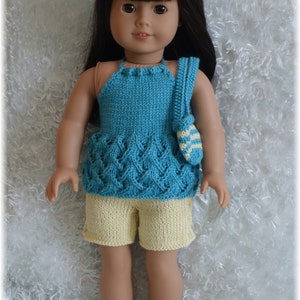 Summer Tank Top, Cable Short and Purse (knitting pattern) - fits American Girl