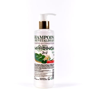 Moringa Raw Shampoo & Conditioner | Moringa Oleifera Fleurs Extrait Huile | Obtenez des cheveux forts et sains | Supplément de soins capillaires biologiques