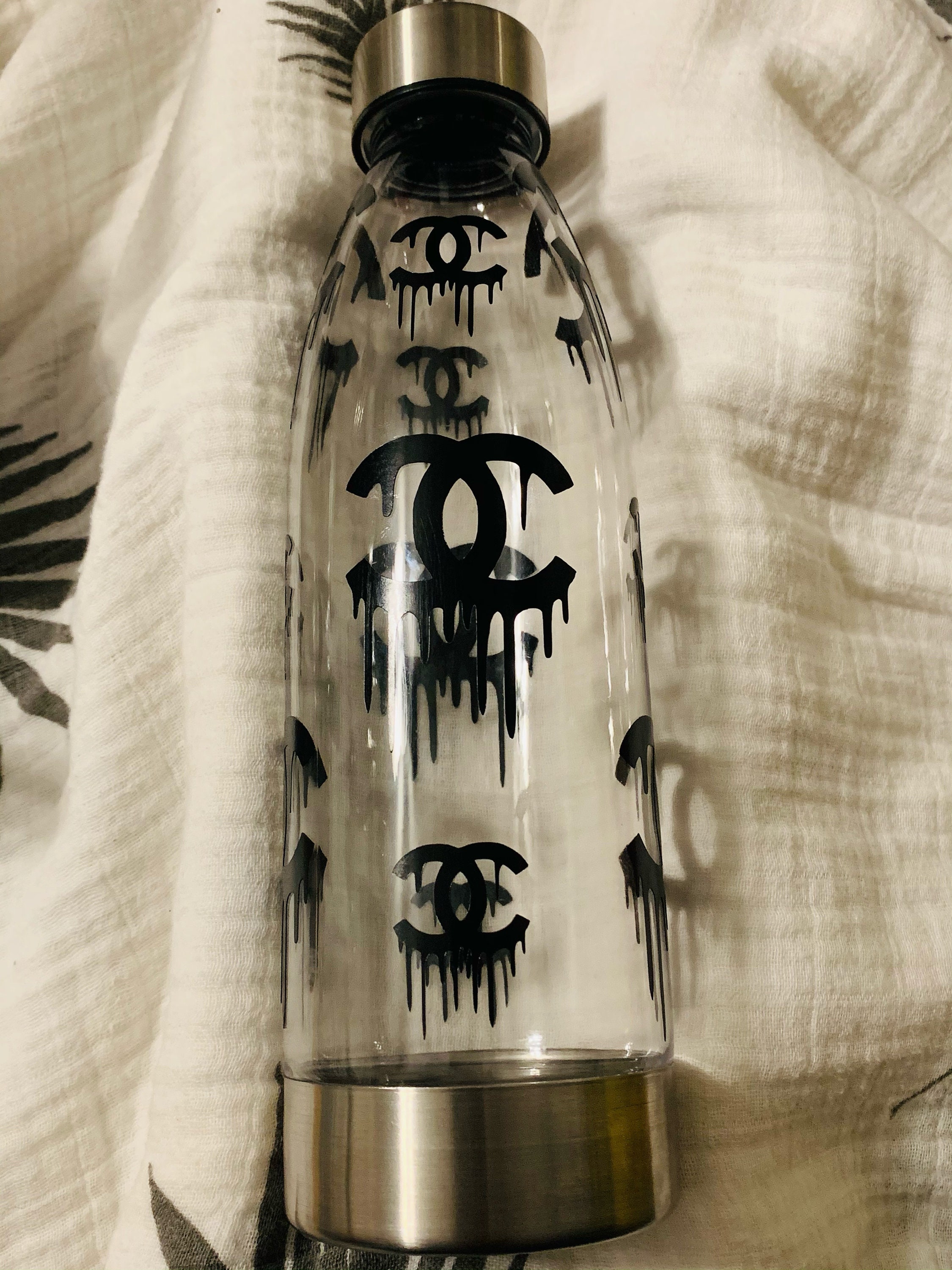 Chanel Inspired Water Bottle Black 