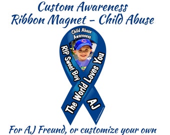 Personalized child abuse awareness ribbon magnet - AJ Freund or make a custom design