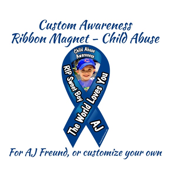 Personalized child abuse awareness ribbon magnet - AJ Freund or make a custom design