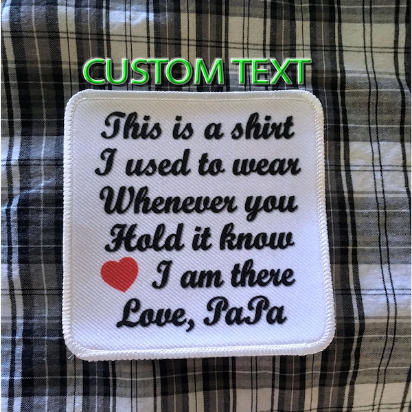 Parche de almohada de memoria personalizado - cualquier personalización - Camisa que solía usar - agregar a la colcha de memoria para un regalo único