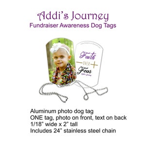 Addi's Journey cancer awareness fundraiser magnets, mugs, masks, dog tags Photo dog tag, chain