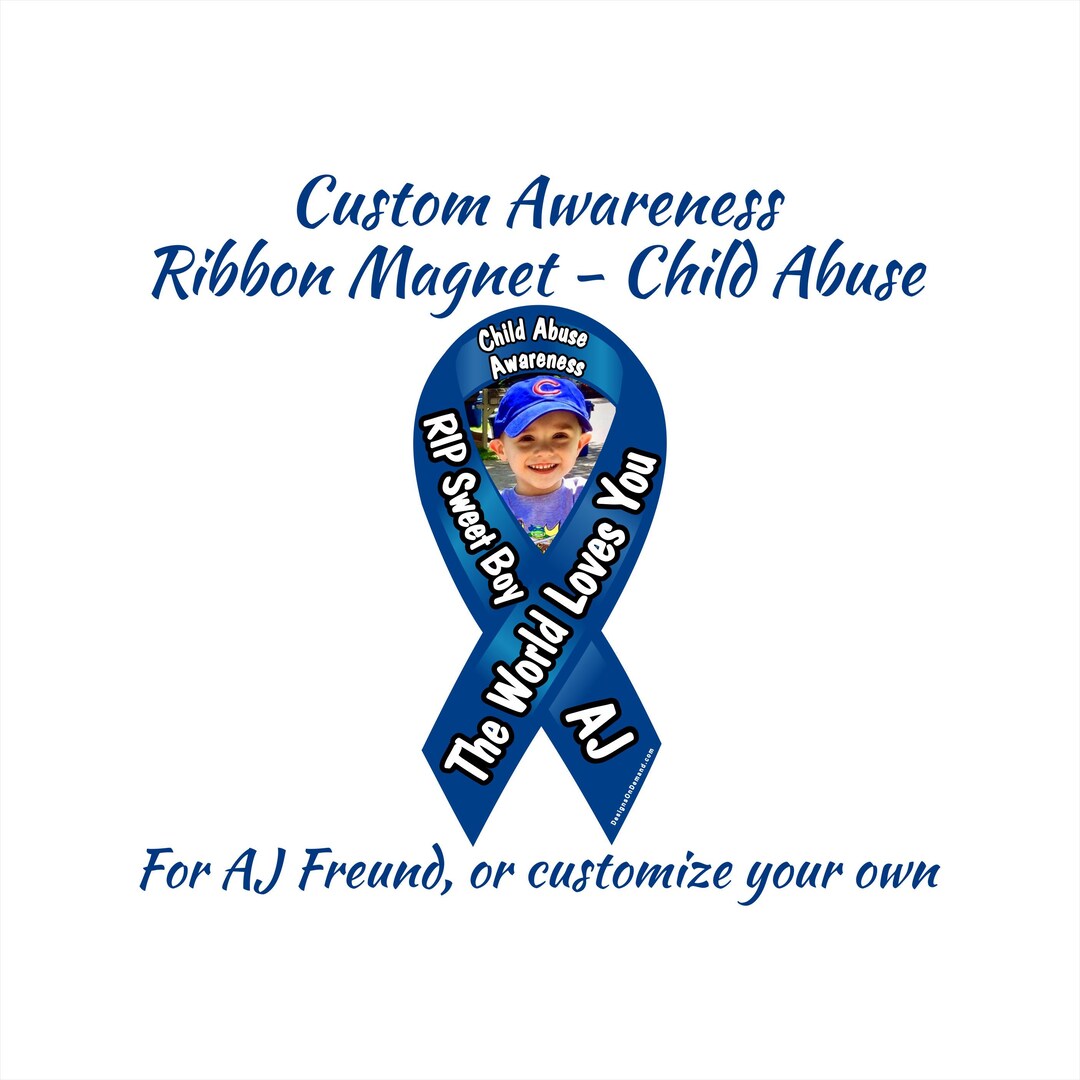 Personalized Child Abuse Awareness Ribbon Magnet - AJ Freund
