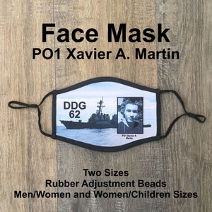 PO1 Xavier A. Martin and USS Fitzgerald photo face mask - adjustable and washable