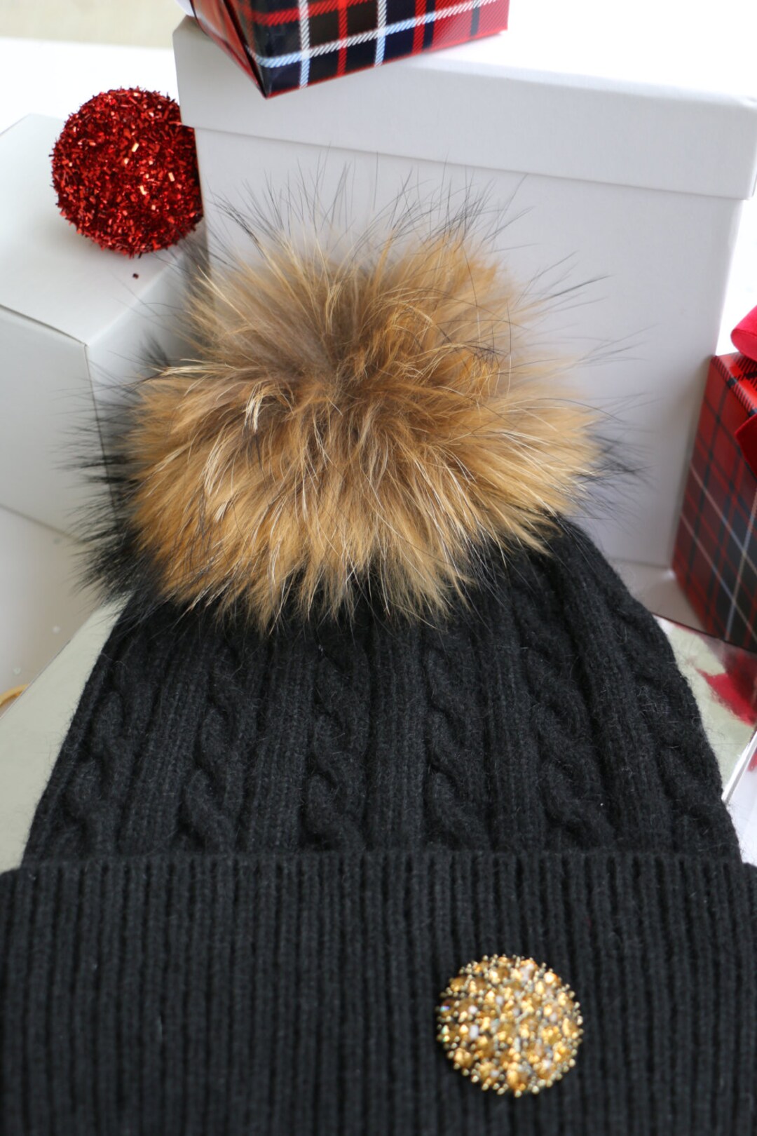 BEANIE HAT IN MEDIUM BROWN WOOL LINED WITH FLEECE 436775