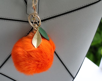Fur Pom Pom Key Chain - Mothers Day Keychain - Bag Charm -  Fur Pom Pom Keychain - Purse Charm - Purse Accessories - Key Fob,