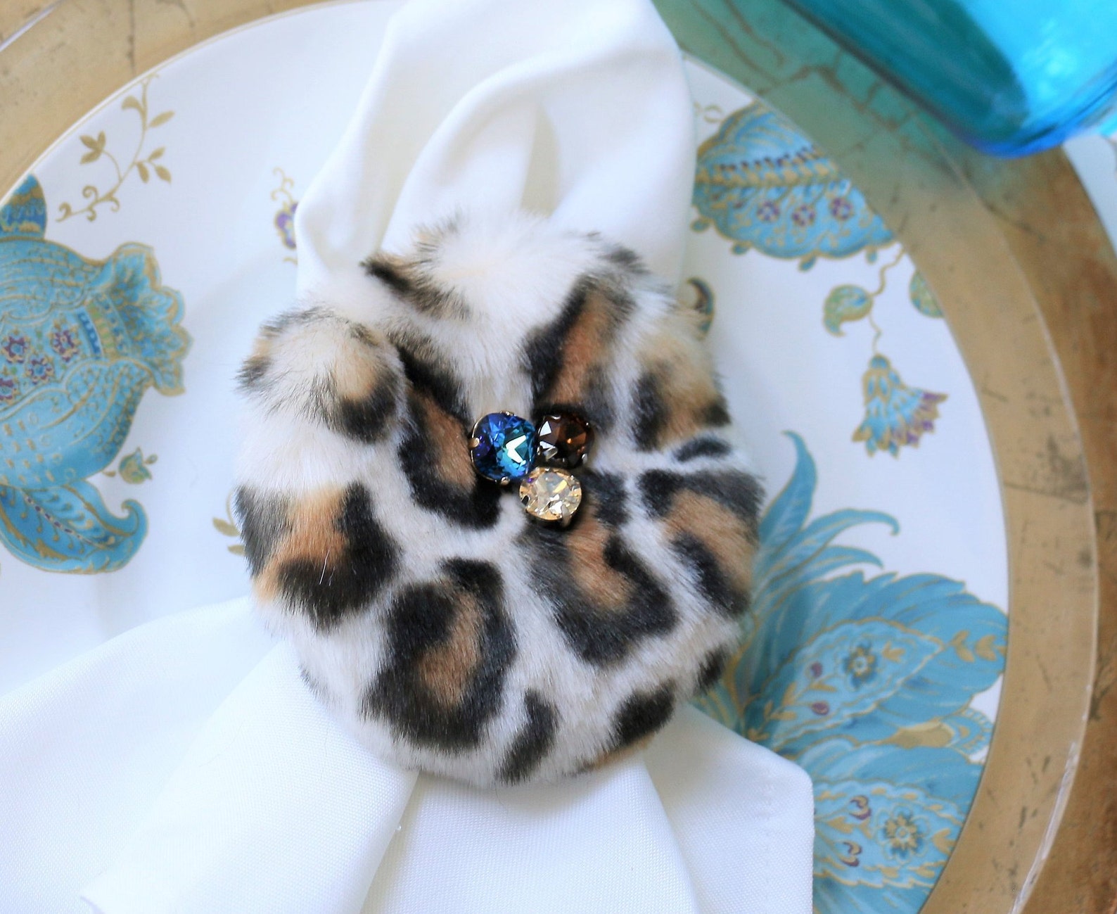 Napkin Rings Napkin Holders Fur Napkin Rings in Leopard Etsy