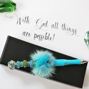 Stylo perlé, accessoires de bureau, agendas 2023, stylo tendance, stylo à encre, stylo orné de cristaux et de fourrure, nouvel article ! JUSTE ANNONCÉ ! 2023-24