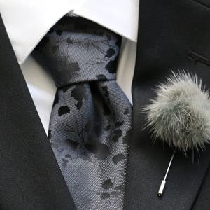 Lapel Pin, Boutonniere, Fur Lapel Pin, Green Mink Fur Pom Pom, Men&#39;s Lapel Pin, Boutonniere Pin, Groom, Groomsmen, Black Tie, NEW Design!