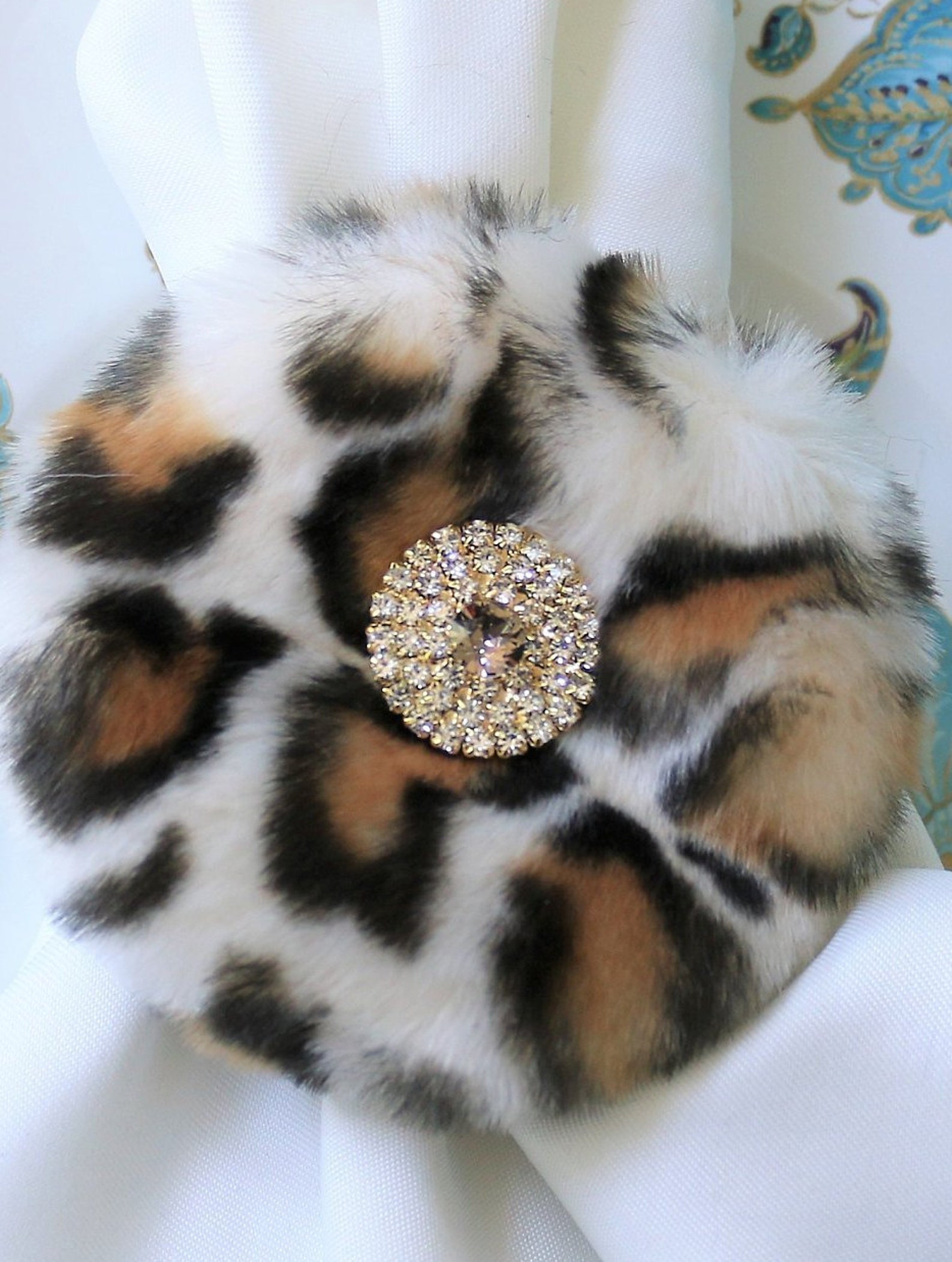 Napkin Rings Napkin Holders Fur Napkin Rings in Leopard Etsy