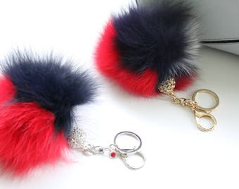 Fur Pom Pom Key Chain, Faux Fur Pom Pom Key Chain, Key Chain, Purse Charm, Bag Charm, Key Fob, Rabbit Fur Pom Pom, Purse Accessory