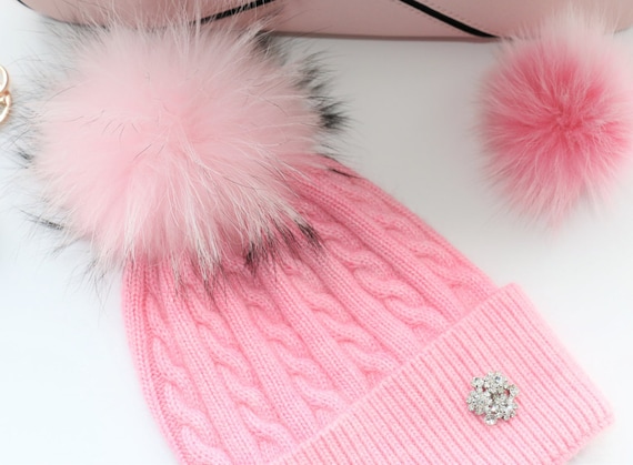 Fur Pom Pom Hat, Beanie, Women display picture 1