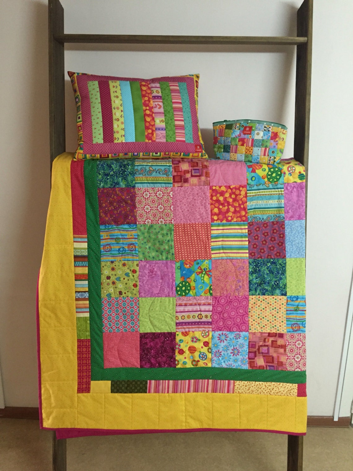 Set of 3 iteams Handmade Single Patchwork Quilt blanket Etsy
