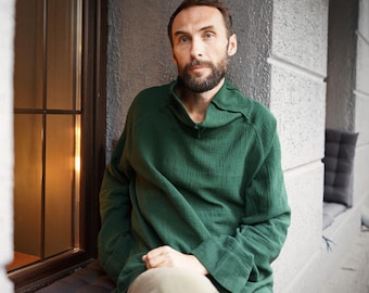 Hanf Pullover | gemütliches grünes Sweatshirt | Unisex Langarm Pullover von Haptic Path | Öko Geschenk für Ihn
