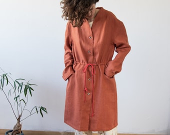 Linen coat with pockets | summer duster coat | elegant long linen jacket by ethical brand Haptic Path