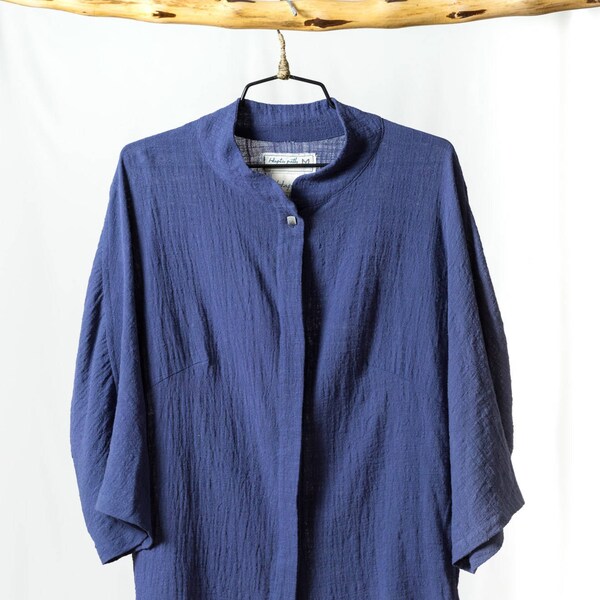 Custom made | soft blue shirt with buttons | ethical eco-friendly clothes | relaxed silhouette