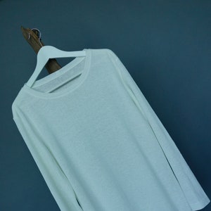 White long-sleeve | basic hemp tee-shirt | eco-friendly clothing by slow fashion brand Haptic Path