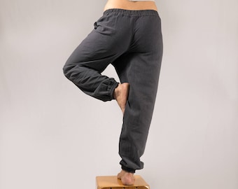 Custom made hemp yoga pants | unisex contact improvisation trousers | wide dancing pants | ethical clothing by Haptic Path