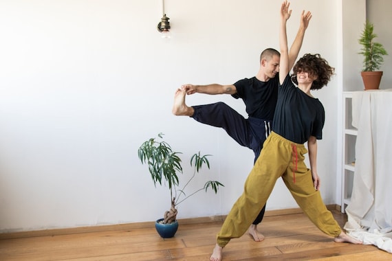 Yoga Set 2 Pieces Organic Yoga Pants and Hemp T shirt Ethical Active Wear Clothing by Haptic Path Etsy