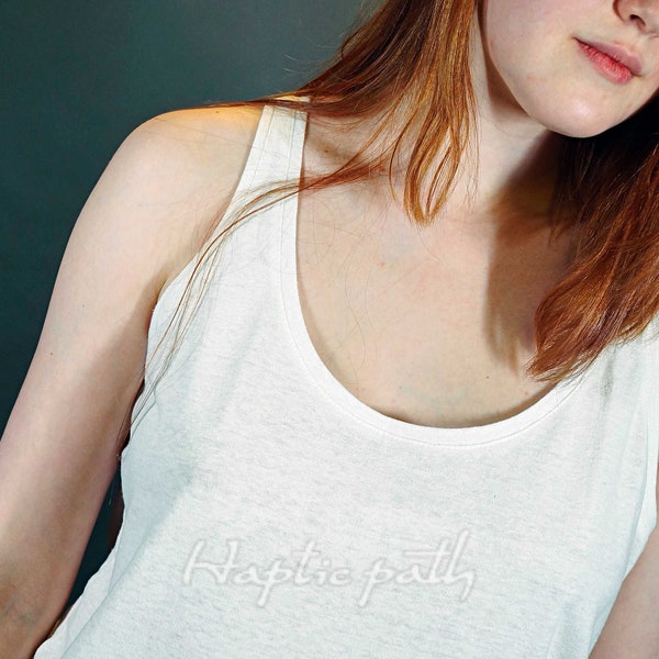 White Organic Cotton Natural Hemp Tank Top for Women, Hemp Fabric Plain Basic Tee Shirt, Everyday Ethical Casual Street Fashion Clothing