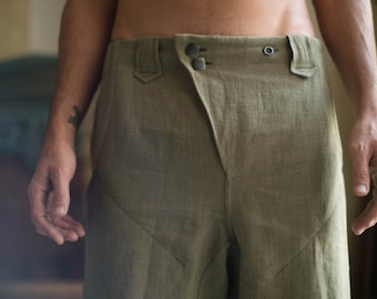 Bermuda pants | custom made wide shorts | comfortable trousers | designer's mens wear | eco-friendly hemp clothing