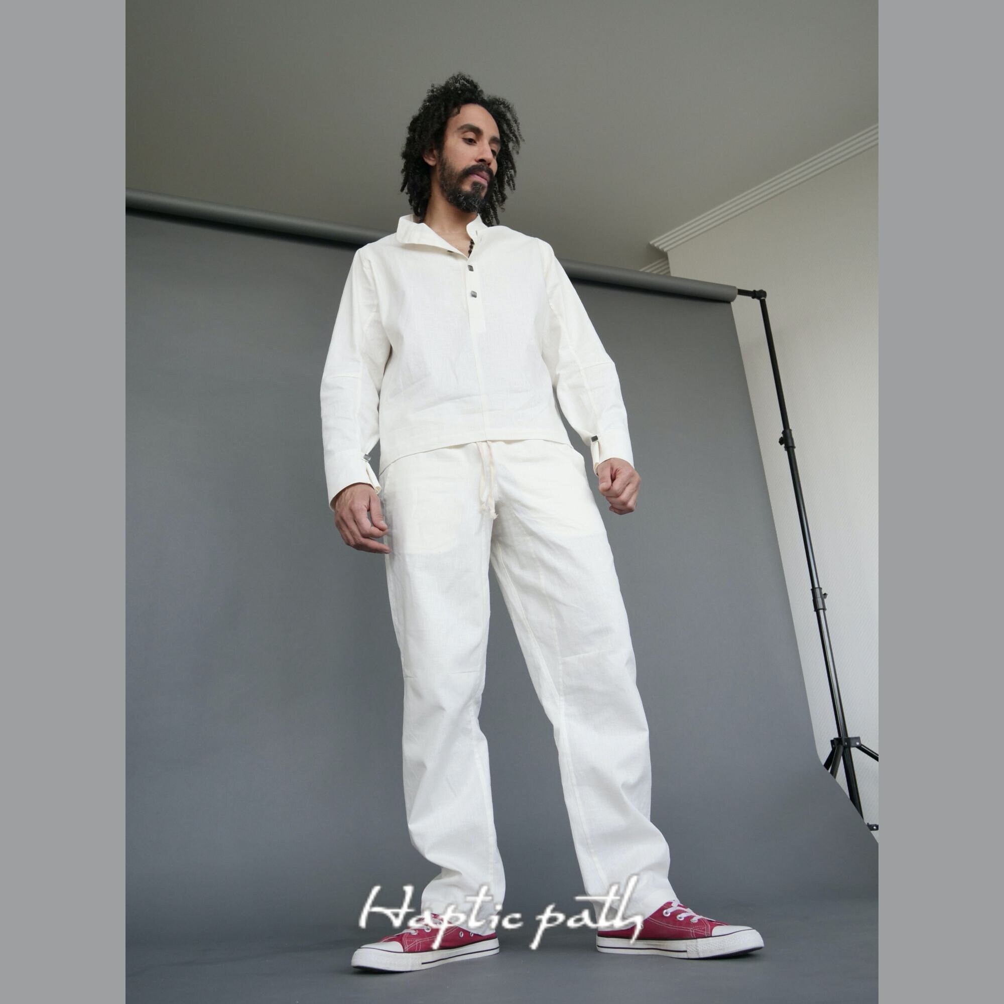 Off-white Yoga Pants ANDHI Unisex Contact Improvisation Hemp Trousers  Ethical Clothing by Haptic Path 